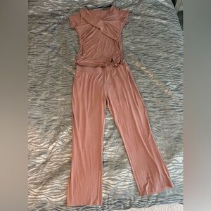 Women's Cozy Two-Piece Lounge Set in Dusty Rose